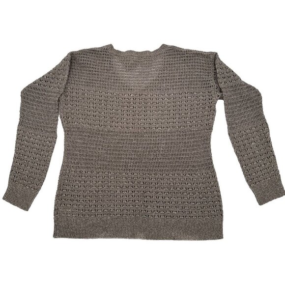 DKNY Jeans Knit V Neck Cozy 59 % cotton Woman’s Sweater Large Tan cozy - Picture 3 of 14